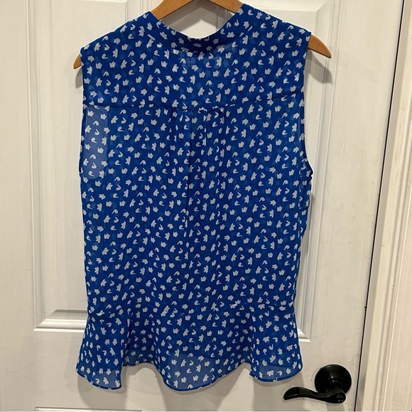 Cabi Blouse Womens Electric Blue Peplum Ruffle Sleeveless Sheer 5530, Size Med - Picture 3 of 5